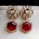 Handmade Brass Metal Jewellery Ruby Hexagon Necklace Set